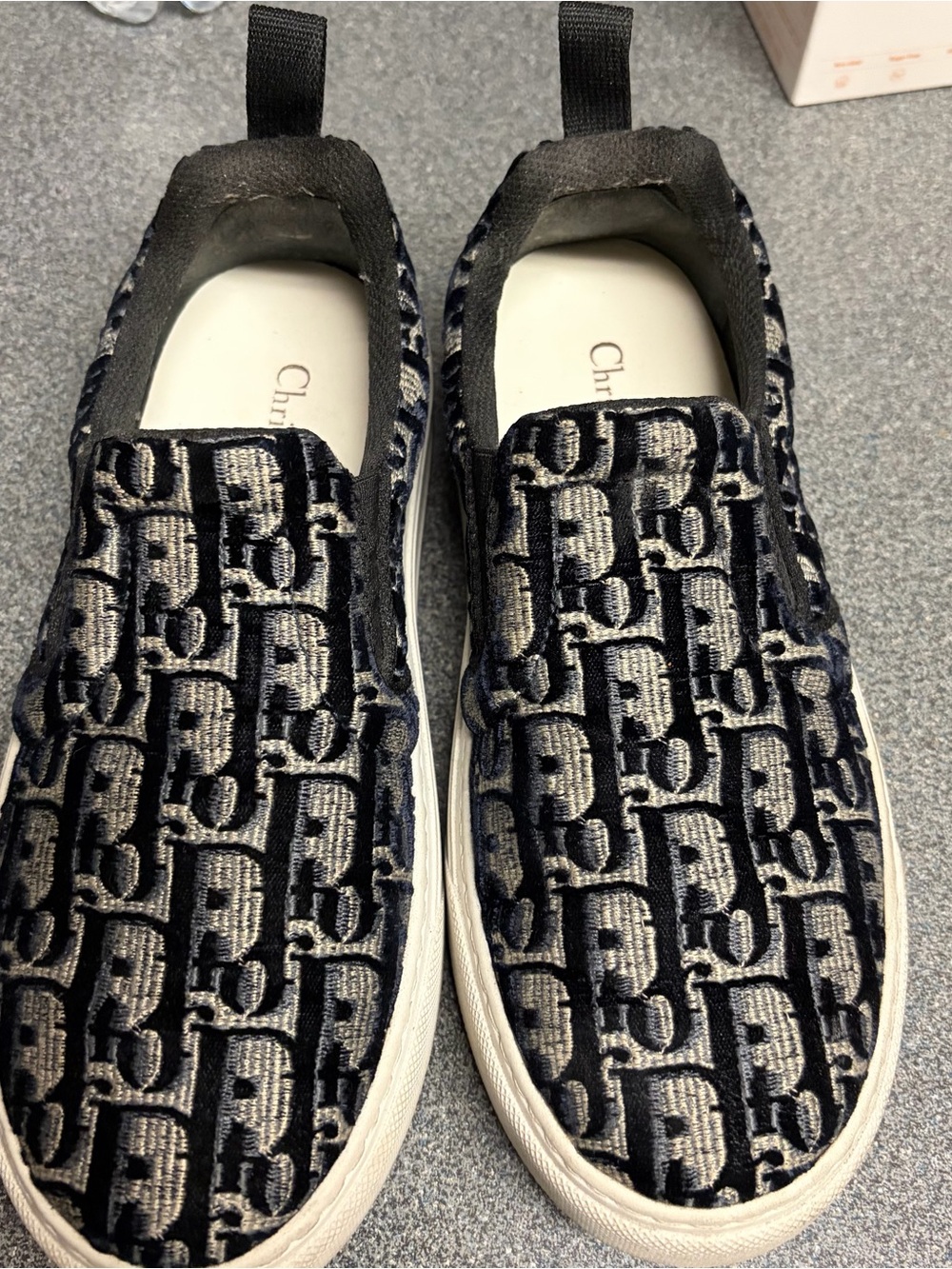 Dior blue & Gray Logo Slip-On Sneakers